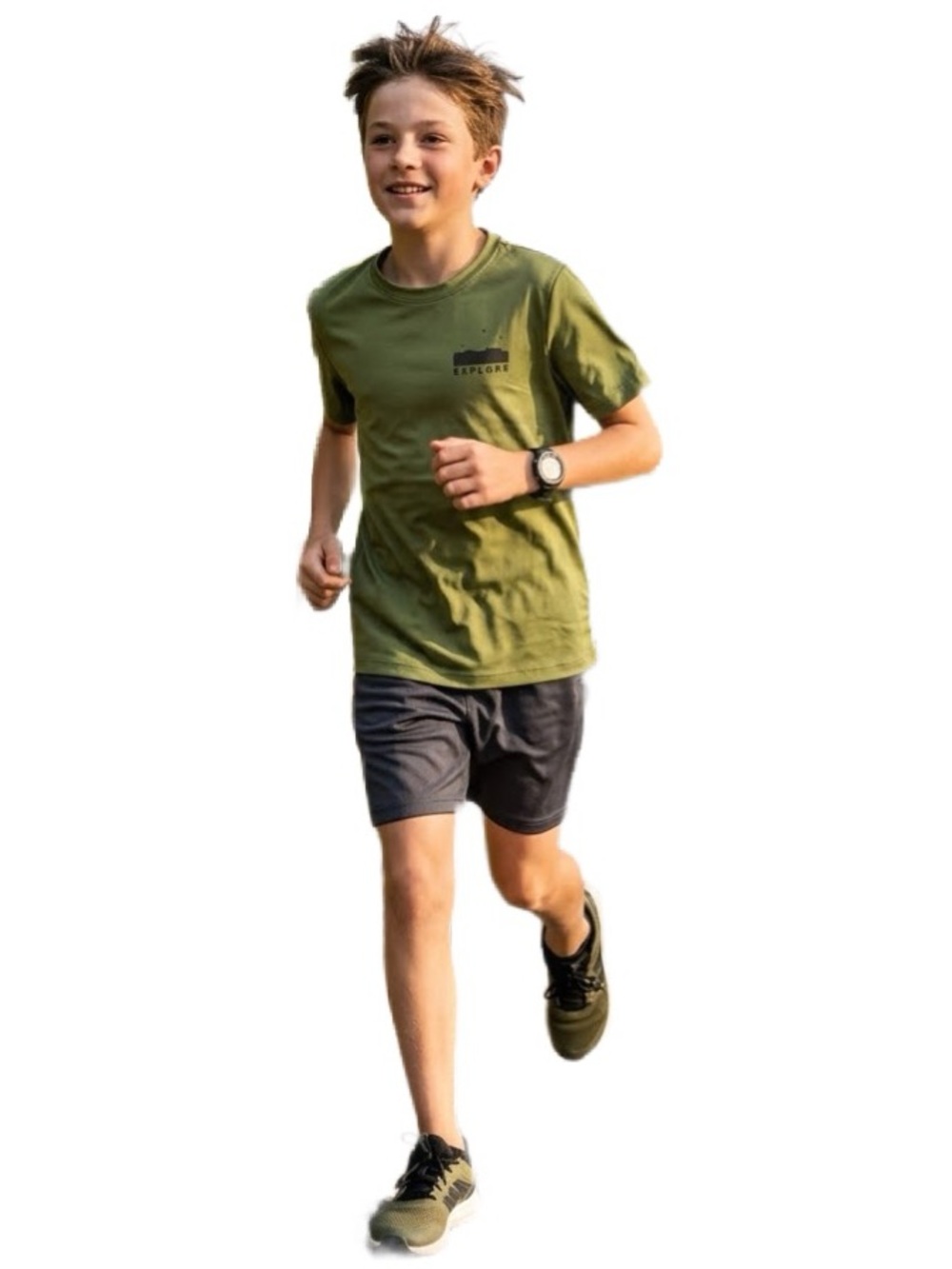 all in motion Set Boy’s Green Shirt And Black Athletic Shorts  Size 6/7 - Picture 2 of 6